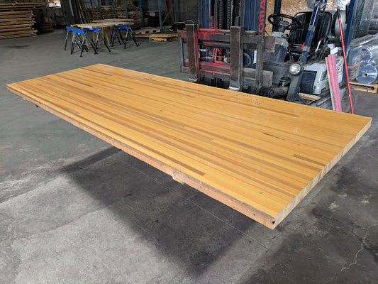 southern yellow pine slab of reclaimed bowling alley flooring